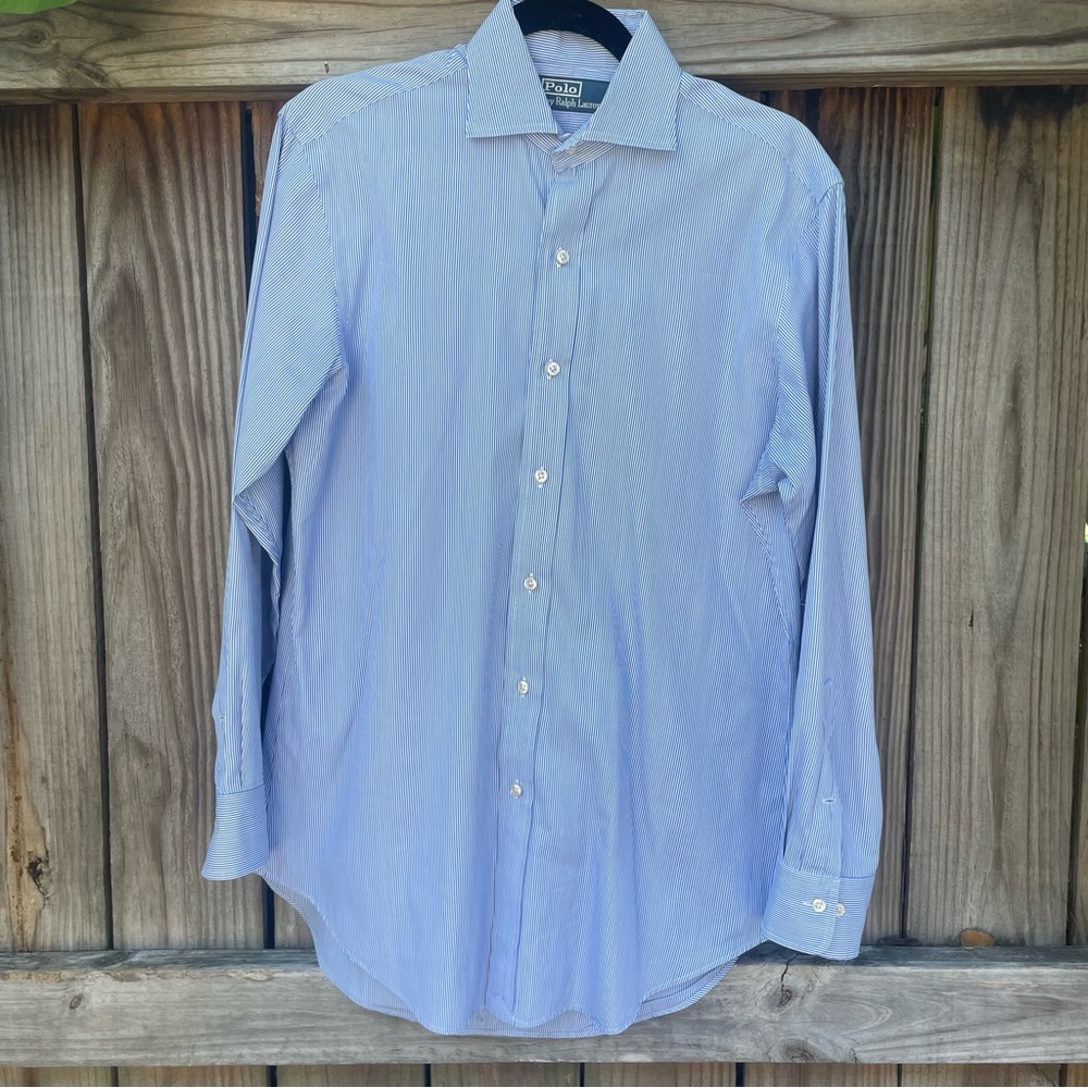 Polo Ralph Lauren men’s size 15.5 32/33 Button Down Blue White Stripe